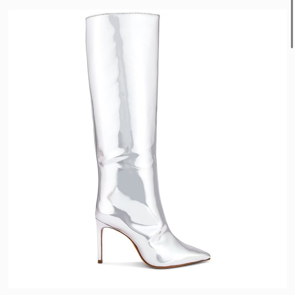 SCHUTZ Metallic Silver Knee-High Stiletto Boots